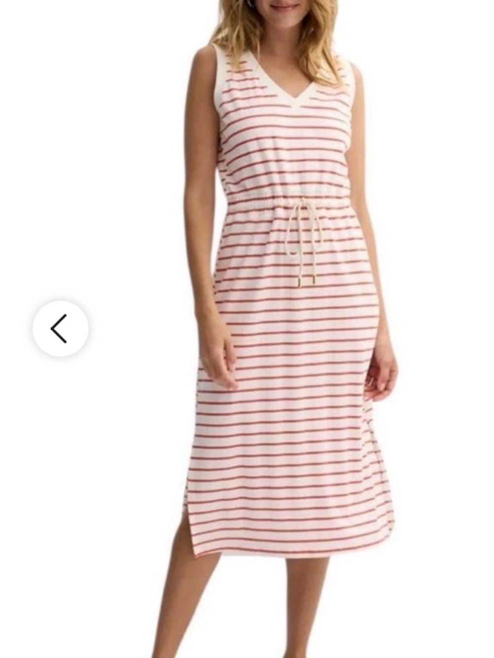 Sonoma White and coral Striped Knit midi dress M